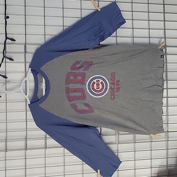 Made by 47 CHICAGO CUBS Women's 3/4 Sleeve Shirt Size Large Gray and Blue - Picture 1 of 6